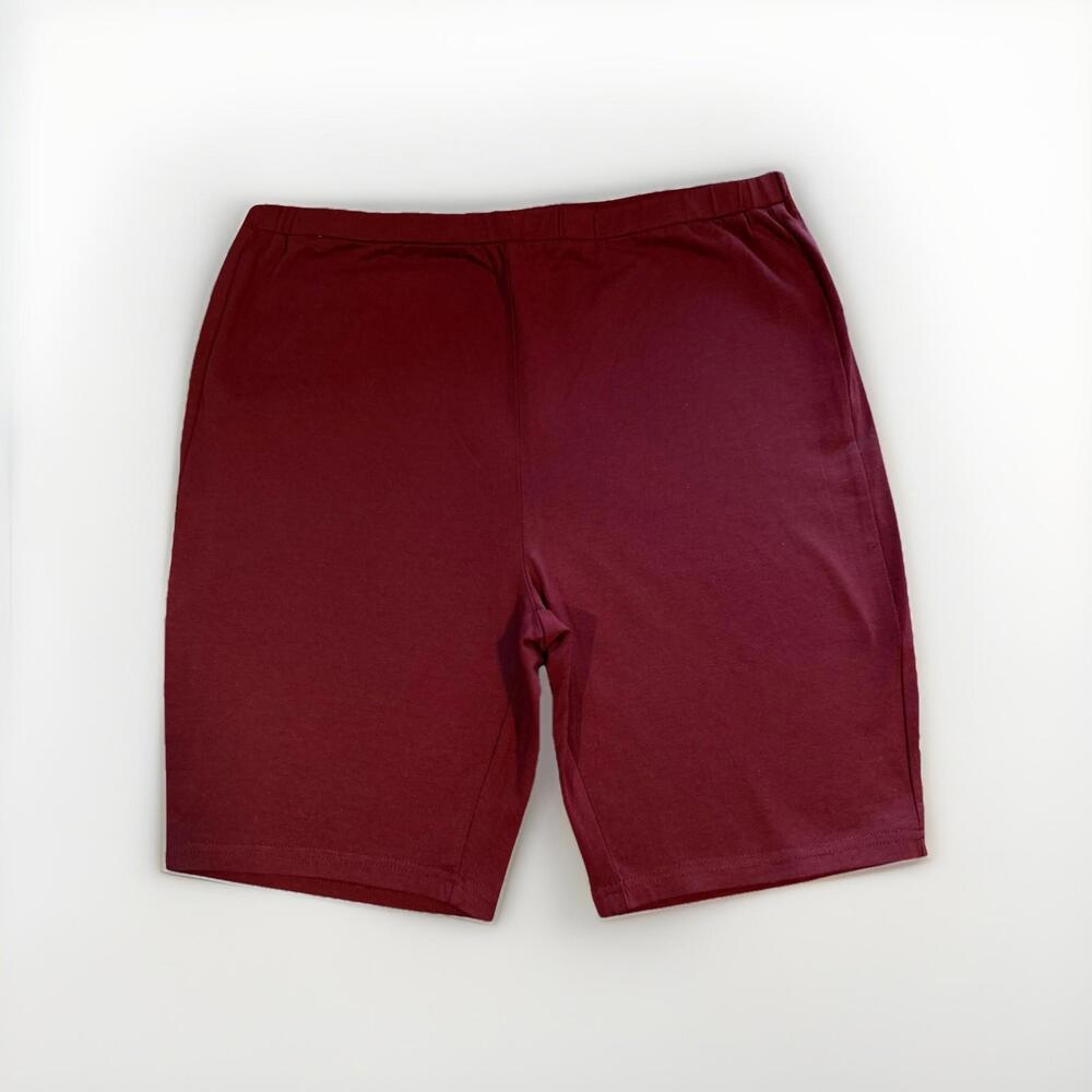 SHEIN Bermuda Burgundy Knit Shorts L Elastic Waist Pull On Casual Regular Fit